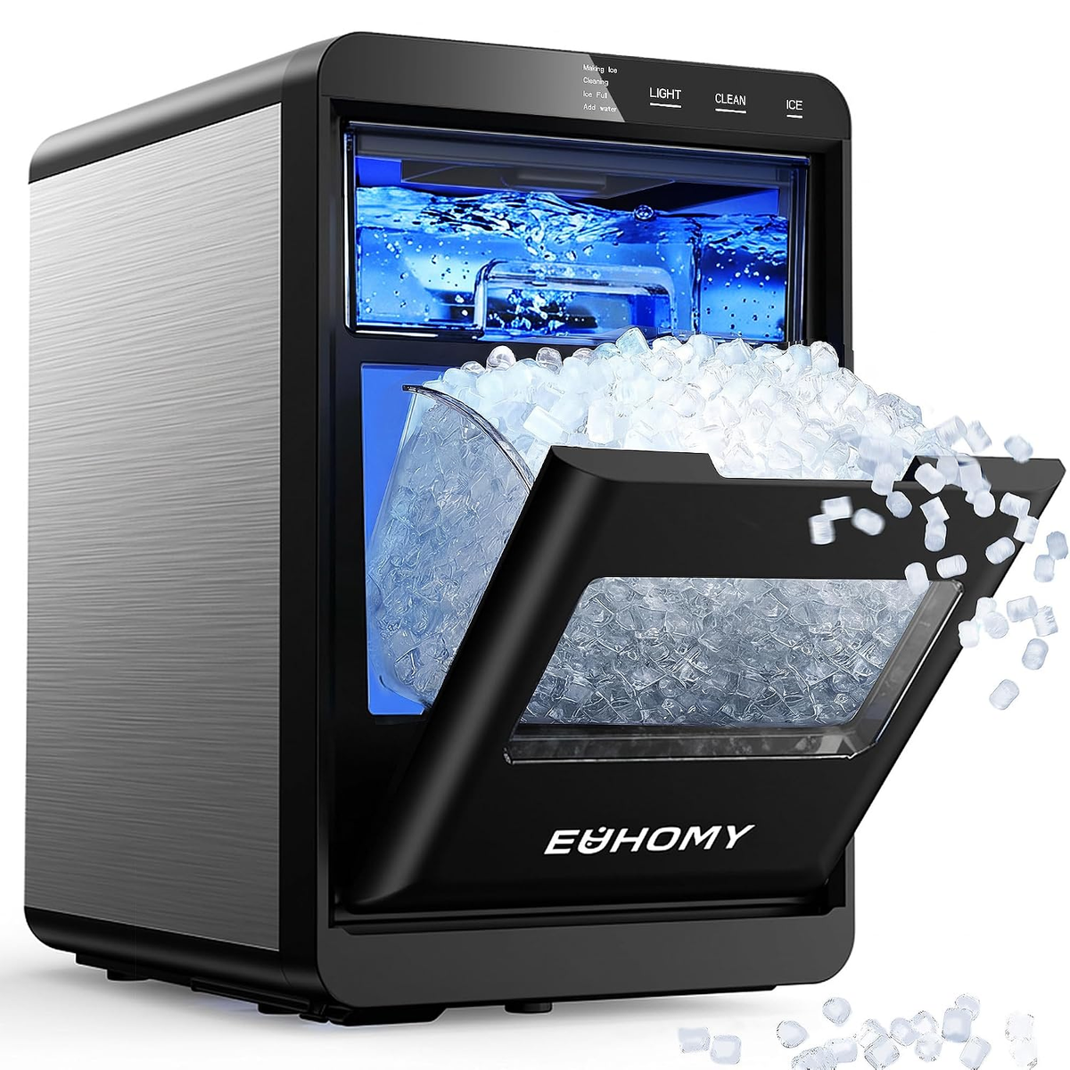 Nugget Ice Maker Countertop, 44lbs/24H, Ready in 7-10Mins, Black