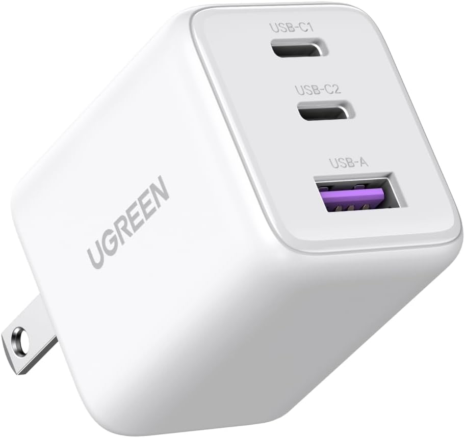 UGREEN 3-Port 30W USB C Charger Block, GaN II Type C Fast Charging, White