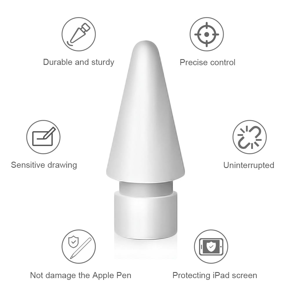 Replacement Tips for Apple Pencil 1st Generation/ 2nd Generation Tips, iPad Pencil Nibs Accessories for Apple Pen Pro/USB-C/ 1/2 Gen(8 Pack)