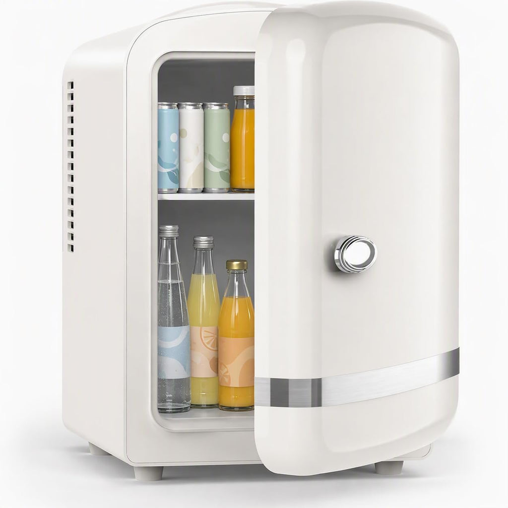 Kismile 4L Mini Fridge 6 Can Beverage Cooler for Car Office - White