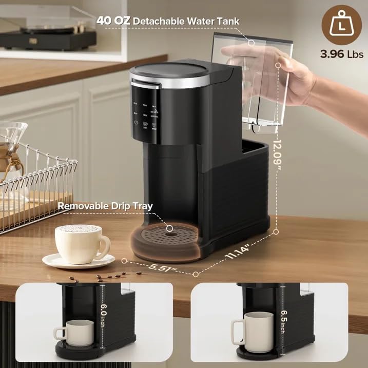Kismile 2-in-1 Single Serve Coffee Pod & Ground Coffee Maker
