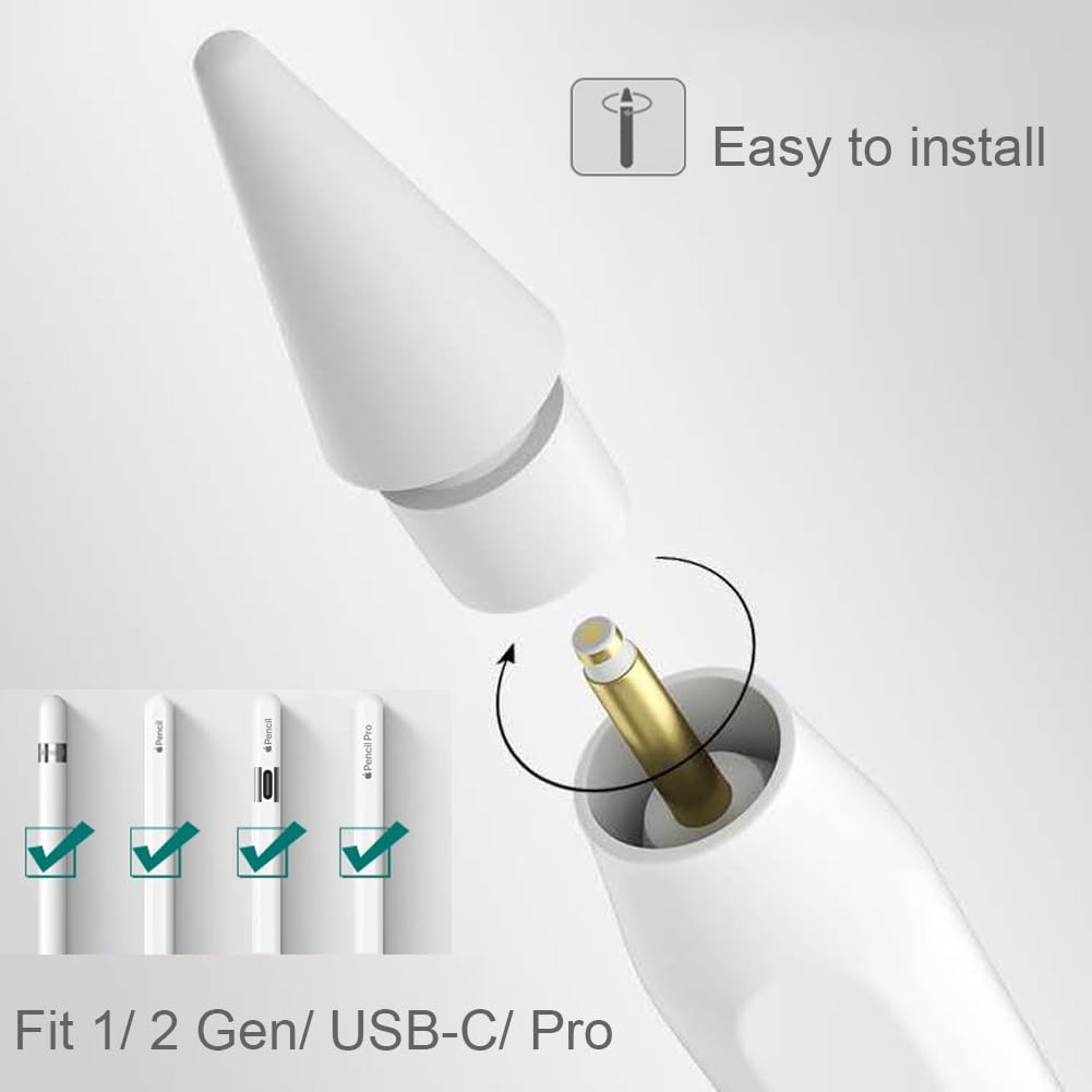 Replacement Tips for Apple Pencil 1st Generation/ 2nd Generation Tips, iPad Pencil Nibs Accessories for Apple Pen Pro/USB-C/ 1/2 Gen(8 Pack)