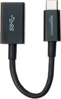 Amazon Basics USB-C (Male) to USB-A (Female) Adapter Cable Converter, USB 3.1 Gen 1, 5Gbps High-Speed, USB-IF Certified, Fast Transfer, Portable, for Laptops, Tablets, Phones (iPhone 16/15), Black
