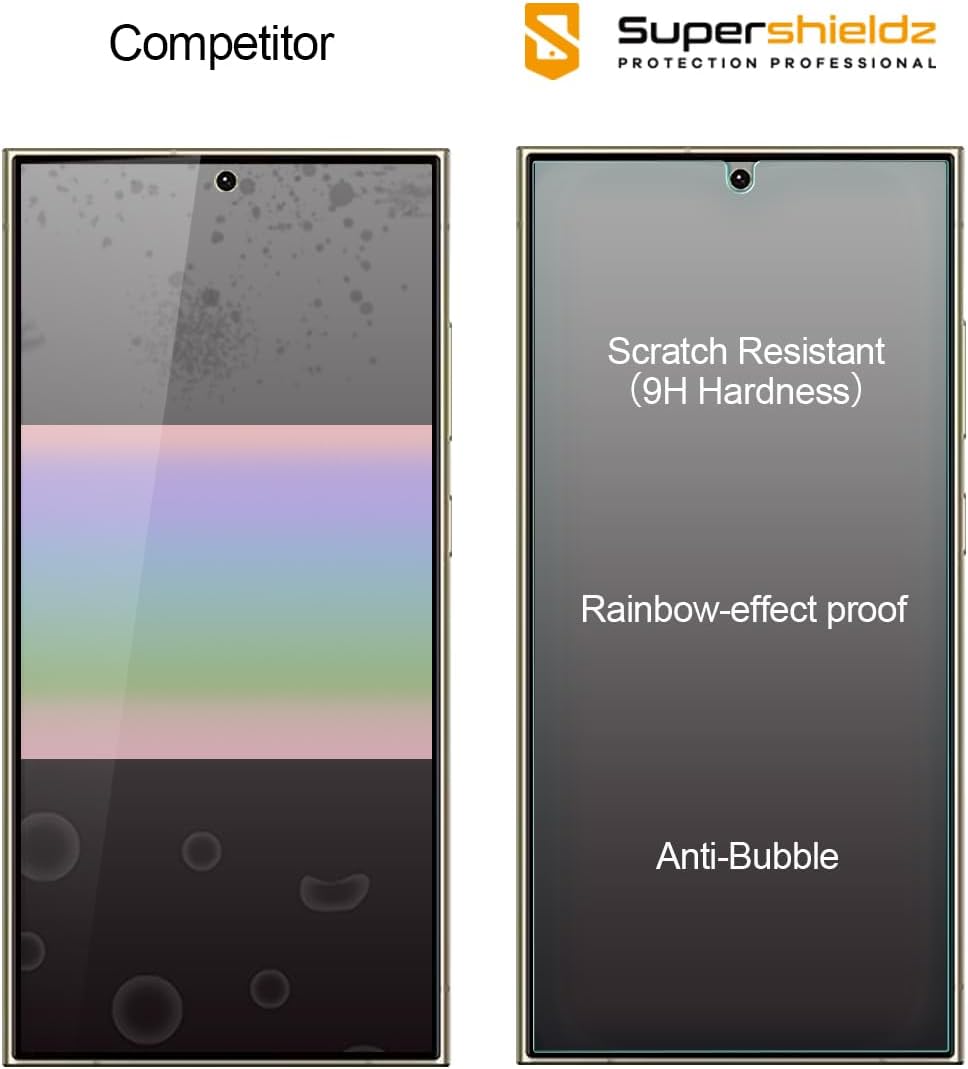 Supershieldz (3 Pack) Designed for Samsung (Galaxy S24 Ultra) Tempered Glass Screen Protector, Anti Scratch, Bubble Free