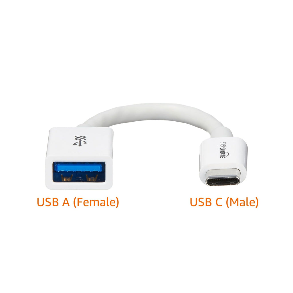 Amazon Basics USB-C (Male) to USB-A (Female) Adapter Cable Converter, USB 3.1 Gen 1, 5Gbps High-Speed, USB-IF Certified, Fast Transfer, Portable, for Laptops, Tablets, Phones (iPhone 16/15), Black