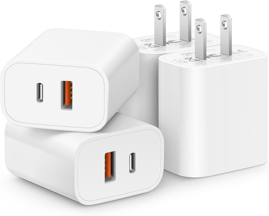 [4 Pack] 20W USB C Charger Block Fast Charging Multiport Adapter