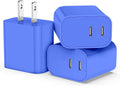 USB C Charger Block 3 Pack, Dual Port 20W Fast Wall Plug (Blue)