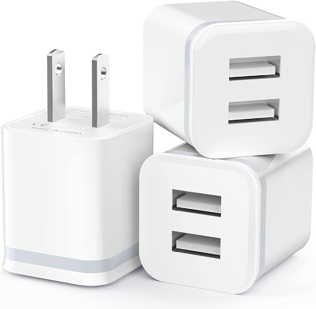 USB Wall Charger, LUOATIP 3-Pack 2.1A 5V Dual Port Cube Power Adapter Plug Block Charging Box Brick for iPhone 14 13 12 11 Pro Max SE XS XR X 8 7 6 6S Plus, Galaxy, LG, Moto, Android Phones