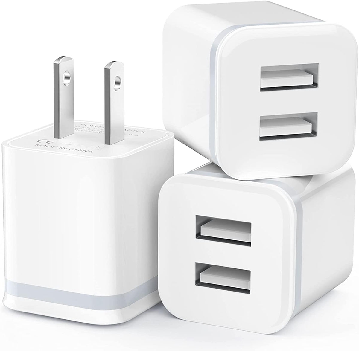 USB Wall Charger, LUOATIP 3-Pack 2.1A 5V Dual Port Cube Power Adapter Plug Block Charging Box Brick for iPhone 14 13 12 11 Pro Max SE XS XR X 8 7 6 6S Plus, Galaxy, LG, Moto, Android Phones