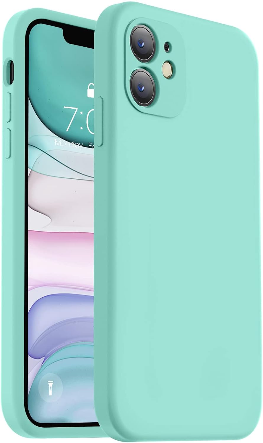 Vooii Compatible with iPhone 11 Case, Upgraded Liquid Silicone with [Flat Edges] [Camera Protection] [Soft Anti-Scratch Microfiber Lining] Phone Case for iPhone 11 6.1 inch - Sea Blue