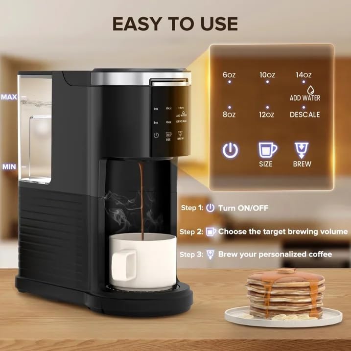 Kismile 2-in-1 Single Serve Coffee Pod & Ground Coffee Maker