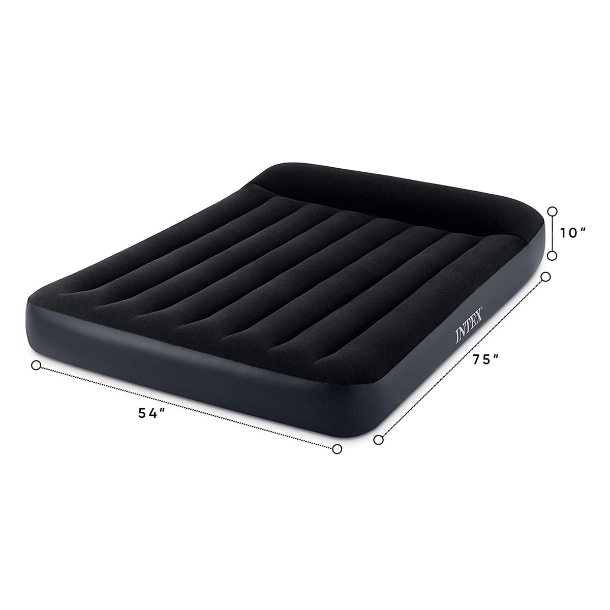 INTEX 64149ED Dura-Beam Standard Pillow Rest Air Mattress: Fiber-Tech – Queen Size – Built-in Electric Pump – 10in Bed Height – 600lb Weight Capacity