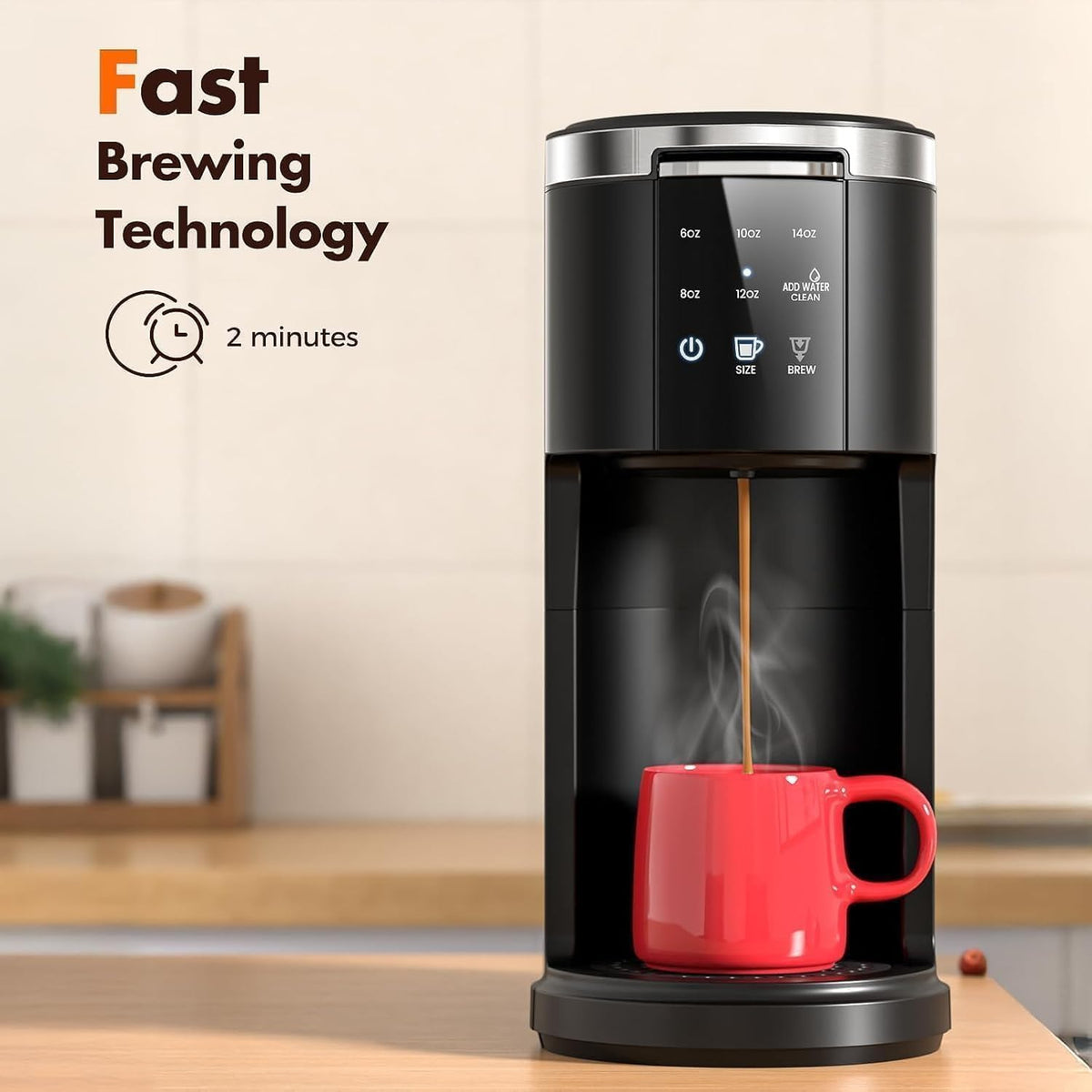Kismile Single Serve Coffee Maker, 2-in-1 Coffee Pod & Ground Brewer