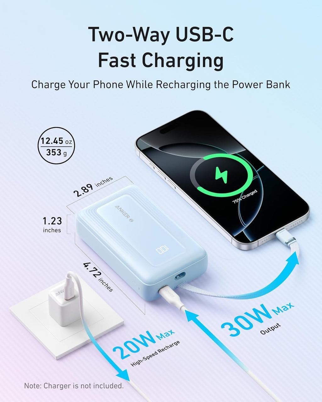 Anker Power Bank,10,000mAh 30W with USB-C Travel Essential Portable Charger