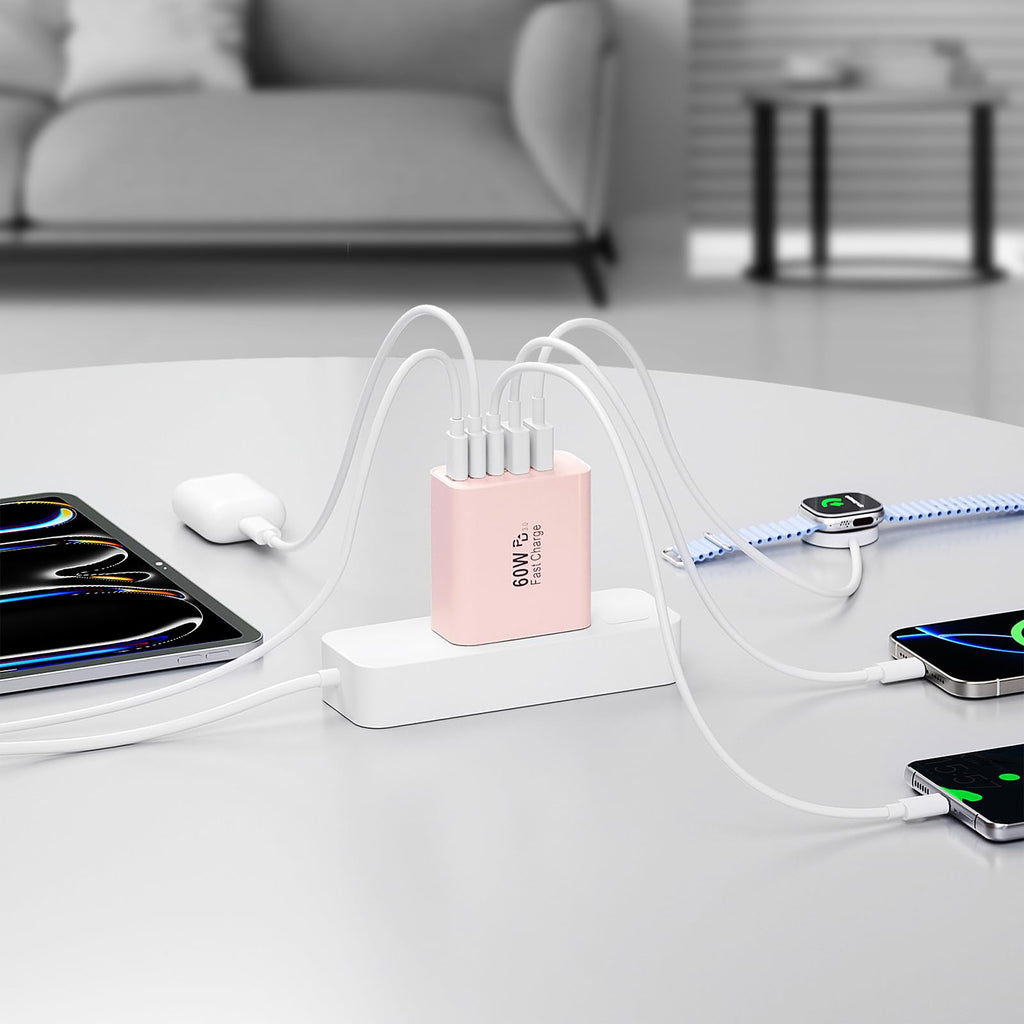 USB C Charger Block, 60W 5-Port Type C Charger Fast Charging Blocks
