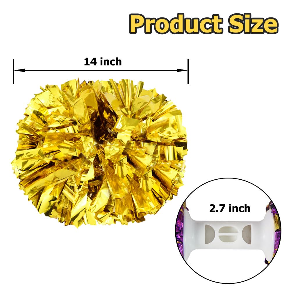 Hooshing 2/6/12PCS Pom Poms Cheerleading with Baton Handle Cheerleader Pompoms for Cheering Sports Games Dancing Party Team Spirit