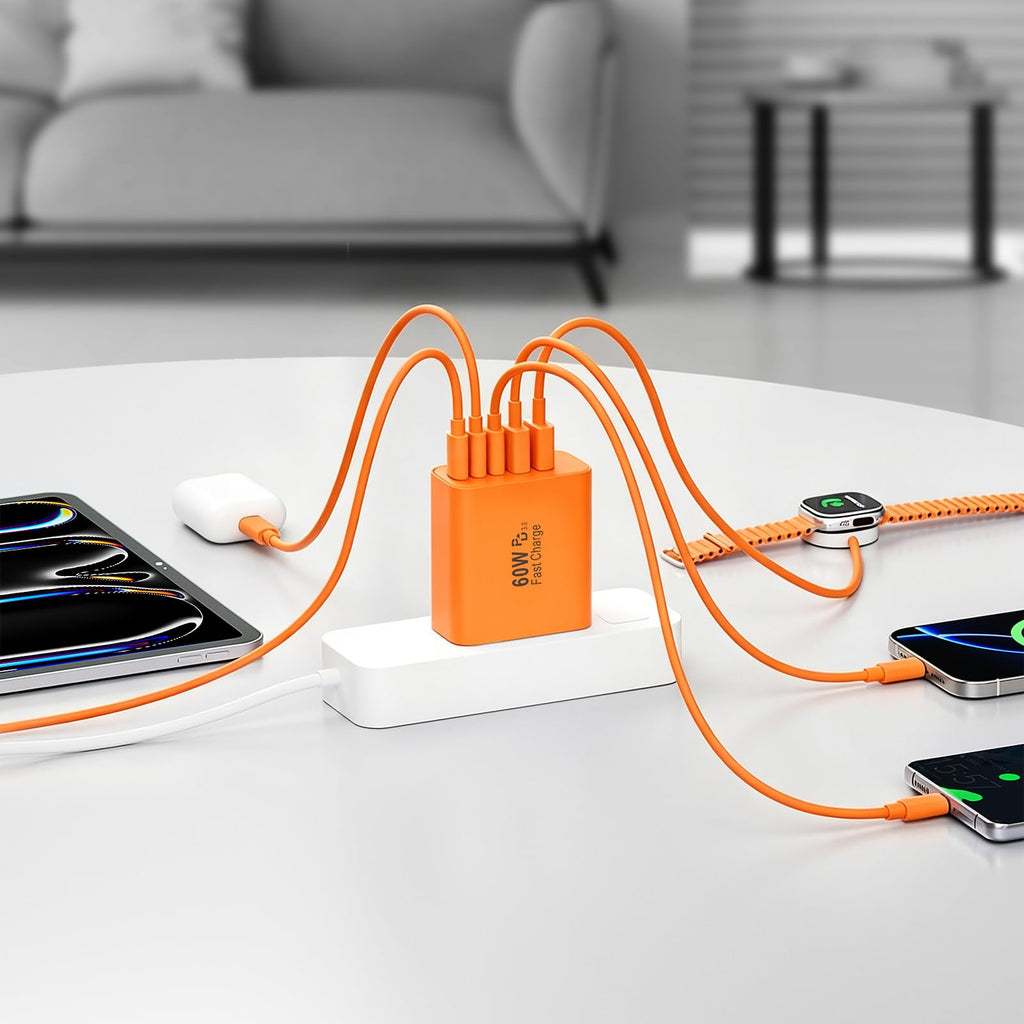 USB C Charger Block, 60W 5-Port Type C Charger Fast Charging Blocks