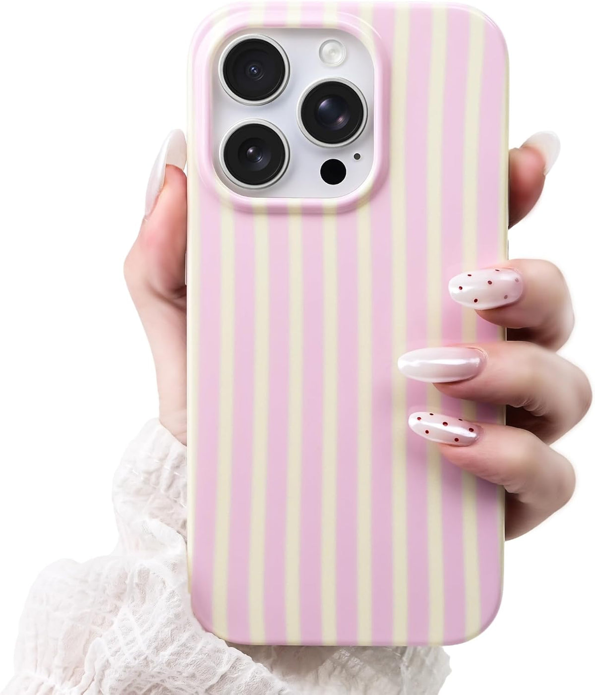 Cute Striped Case for iPhone 12 Pro Max 6.7",Pink/Yellow