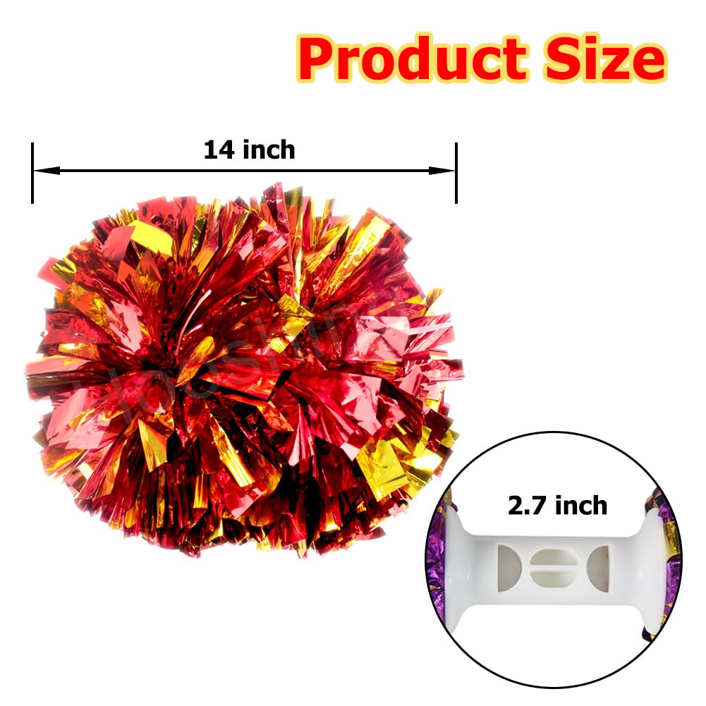 Hooshing 2/6/12PCS Pom Poms Cheerleading with Baton Handle Cheerleader Pompoms for Cheering Sports Games Dancing Party Team Spirit