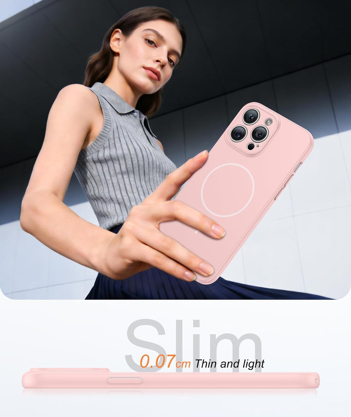 FNTCASE for iPhone 14 Pro Max Case Light Pink: Compatible with MagSafe
