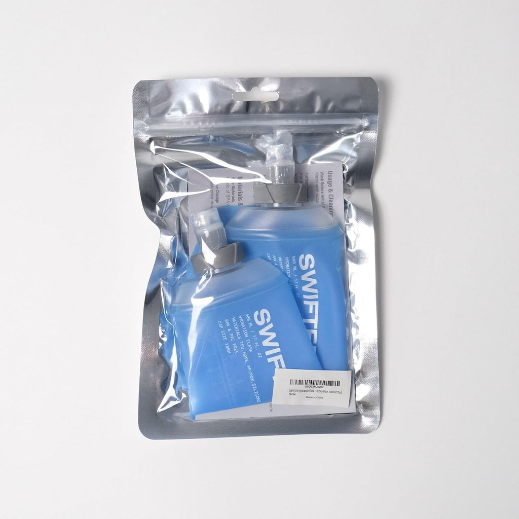 SWIFTER 2x Soft Flask 500ml | Running, Hiking, Cycling Hydration Flask | Collapsible, Leakproof, Reusable | Matt Finish, Sky Blue