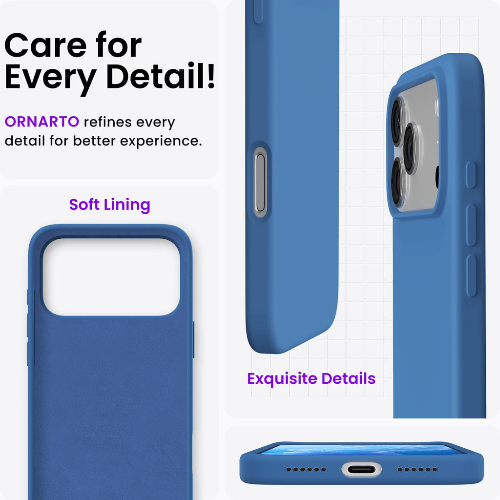 ORNARTO for iPhone 18 Pro Max Case, Liquid Silicone, Cloud Blue