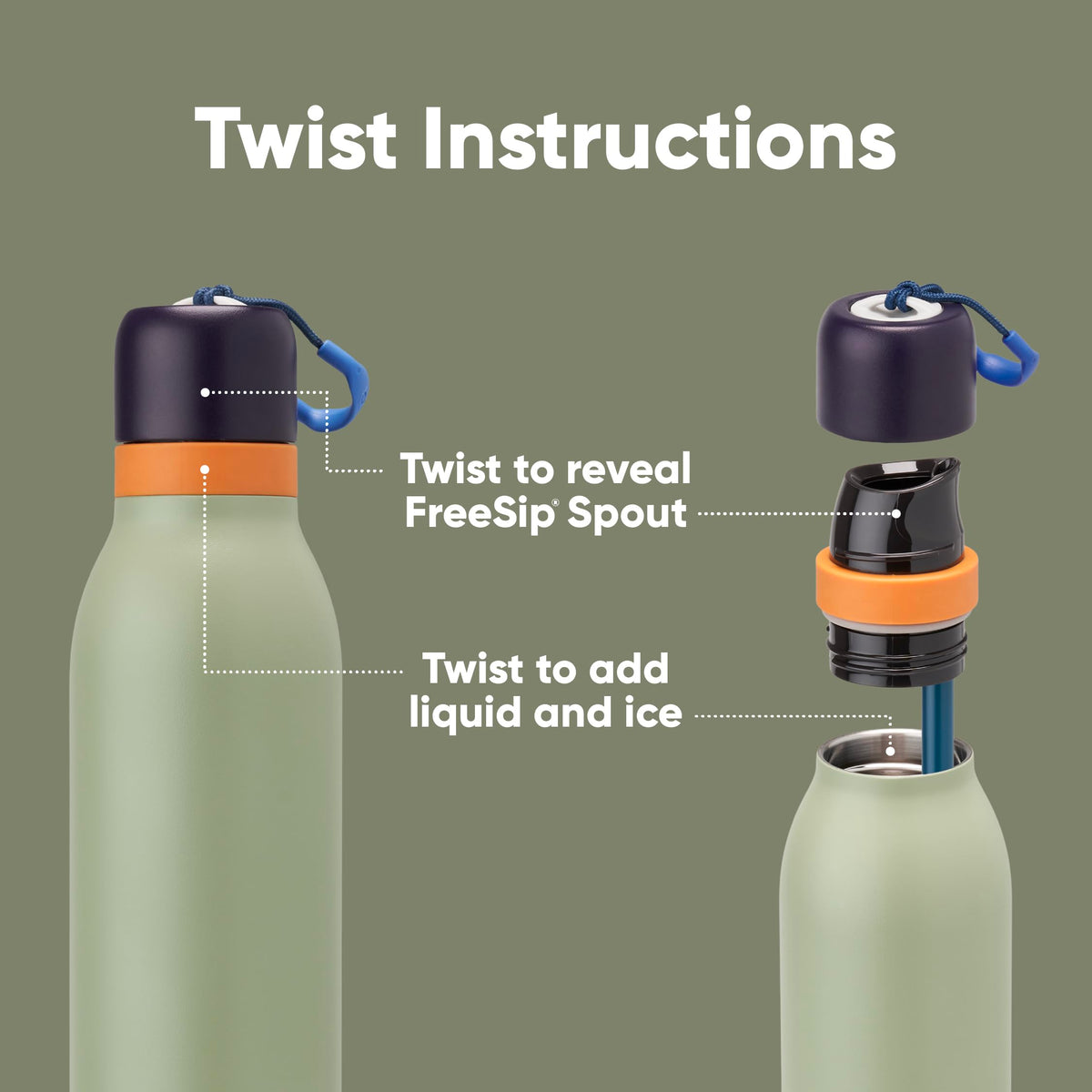 Owala FreeSip Twist Stainless Steel Water Bottle 24 oz Daybreak