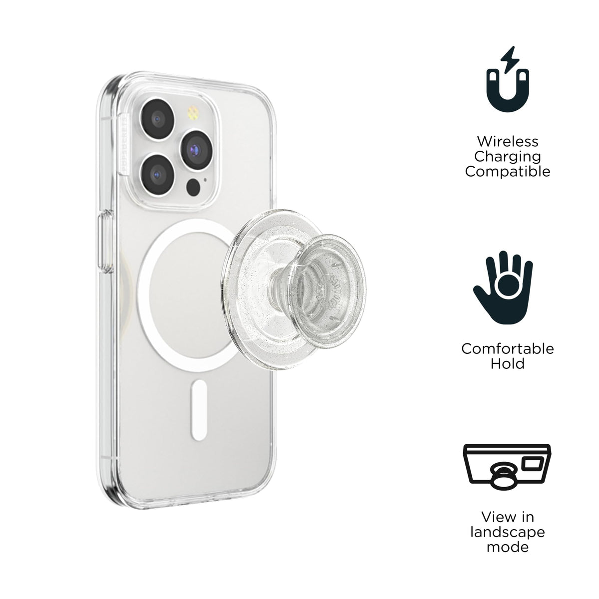 PopSockets Adhesive Phone Grip, Holder- Black