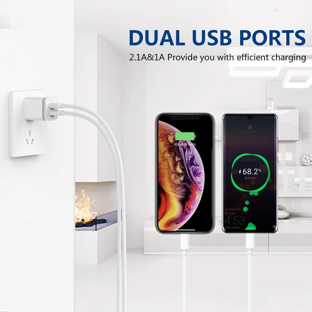 USB Wall Charger, LUOATIP 3-Pack 2.1A 5V Dual Port Cube Power Adapter Plug Block Charging Box Brick for iPhone 14 13 12 11 Pro Max SE XS XR X 8 7 6 6S Plus, Galaxy, LG, Moto, Android Phones