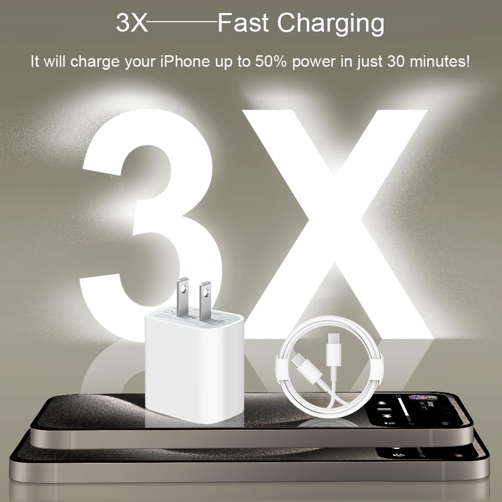 iPhone Duo Charger, iPhone 18 17 16 15 Charger Fast Charging 12FT-Blue