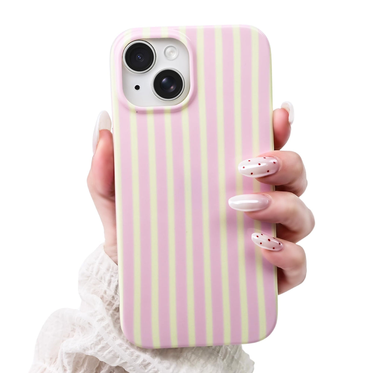 Cute Striped Case for iPhone 12 Pro Max 6.7",Pink/Yellow
