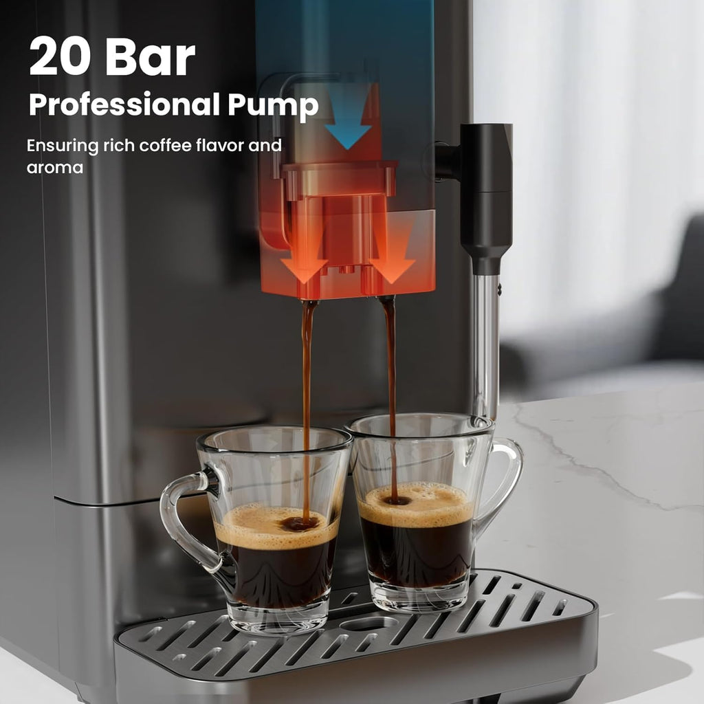 Kismile 20 Bar Automatic Espresso Machine, Brew and Grind Coffee Maker