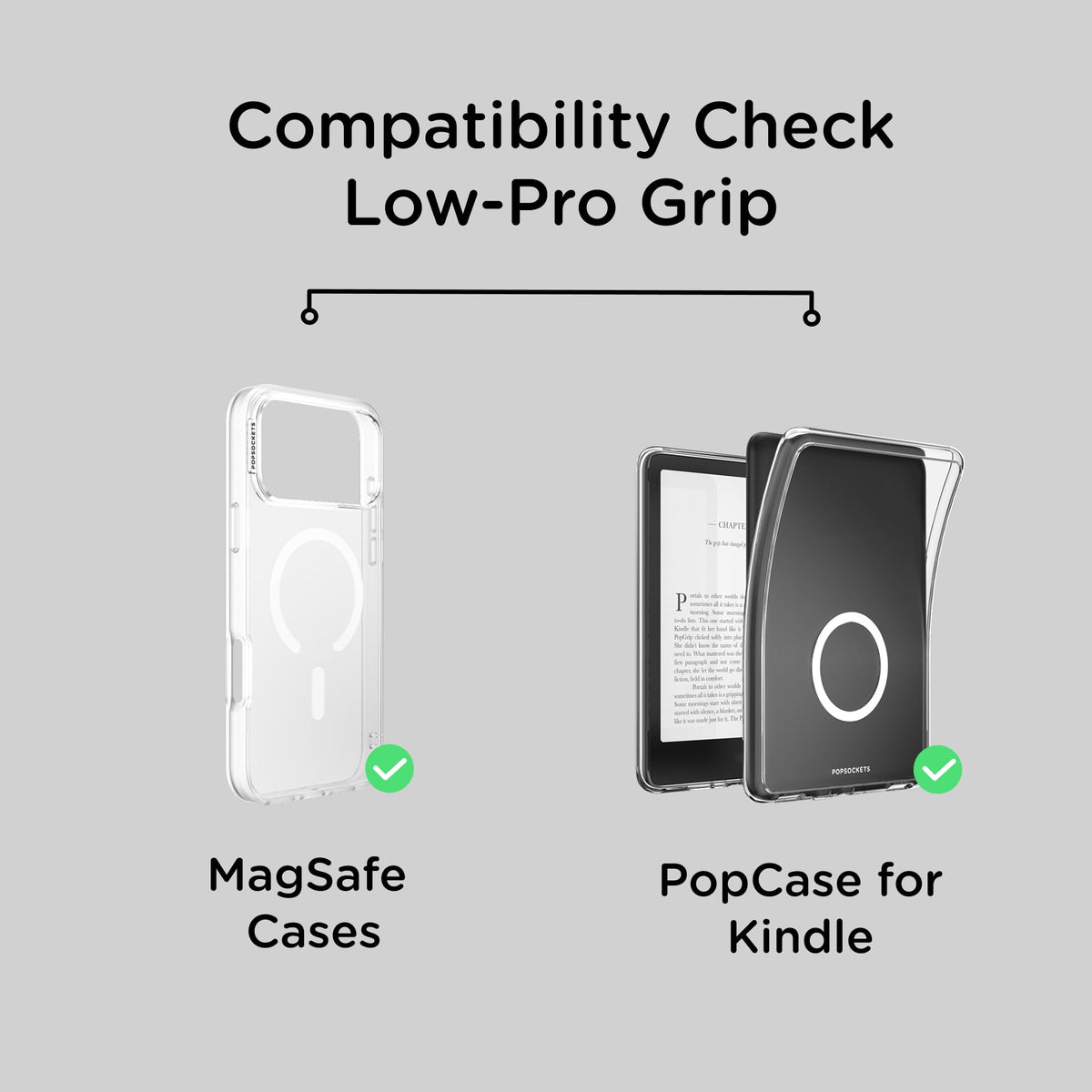 PopSockets Low-Pro Grip for MagSafe, Thin Profile- Gunmetal
