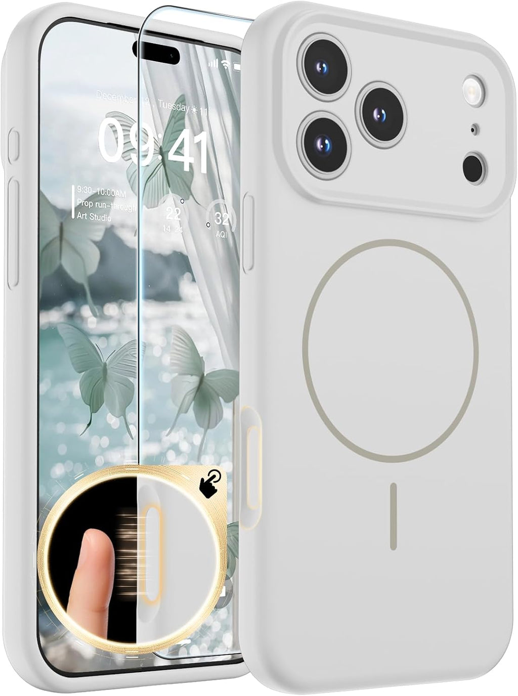 SUPFINE Silicone & Magnetic for iPhone 17 Pro Max Case White
