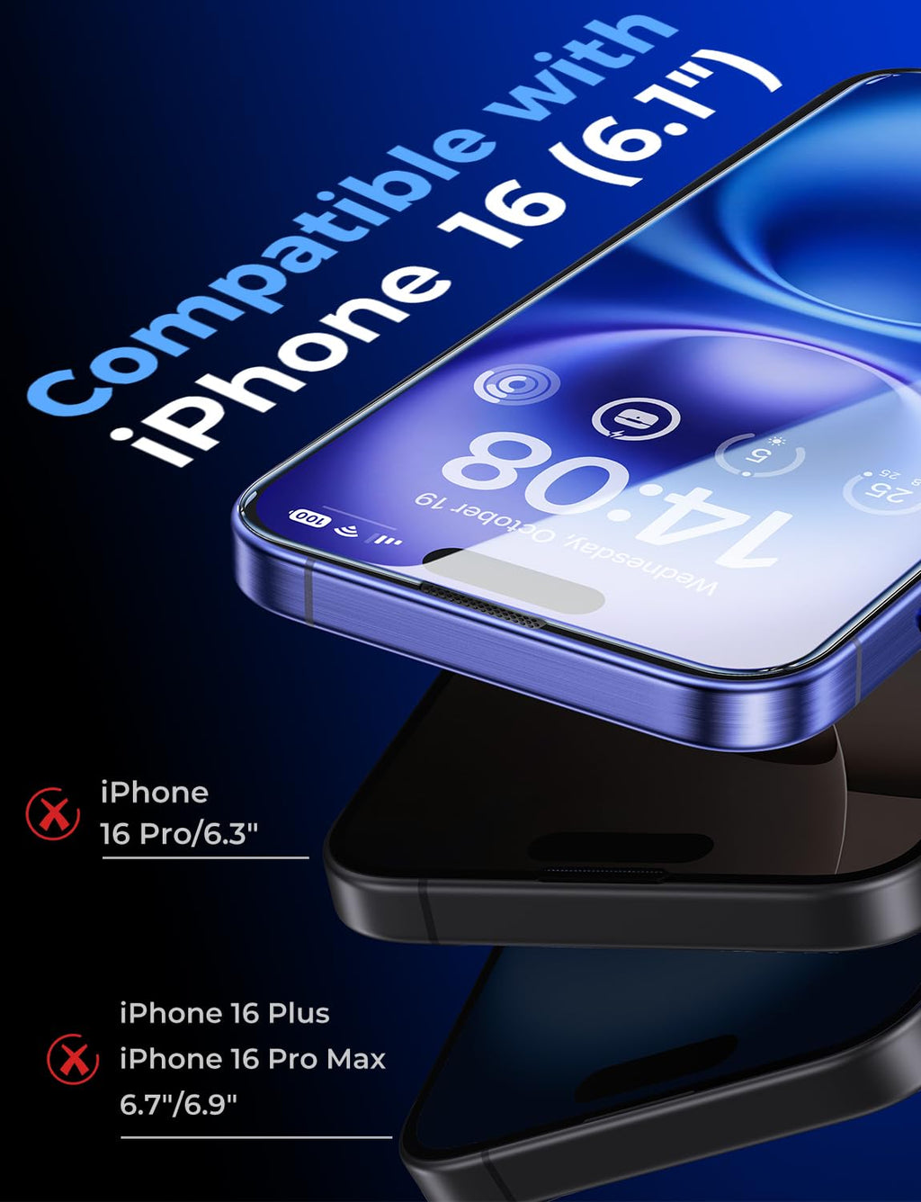 MAGIC JOHN 2 Pack for iPhone 16 Pro Max Tempered Glass Screen Protector