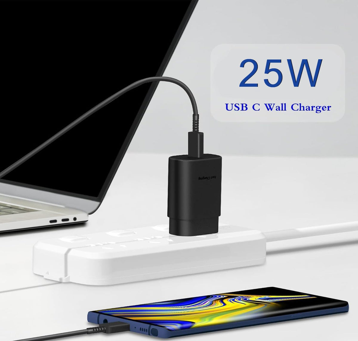 25W USB C Charger,Super Fast Charging Block,Type-C Power Adapter (2 Black and White)