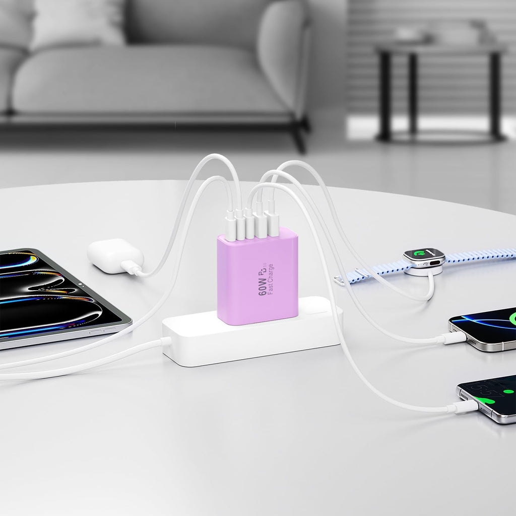 USB C Charger Block, 60W 5-Port Type C Charger Fast Charging Blocks