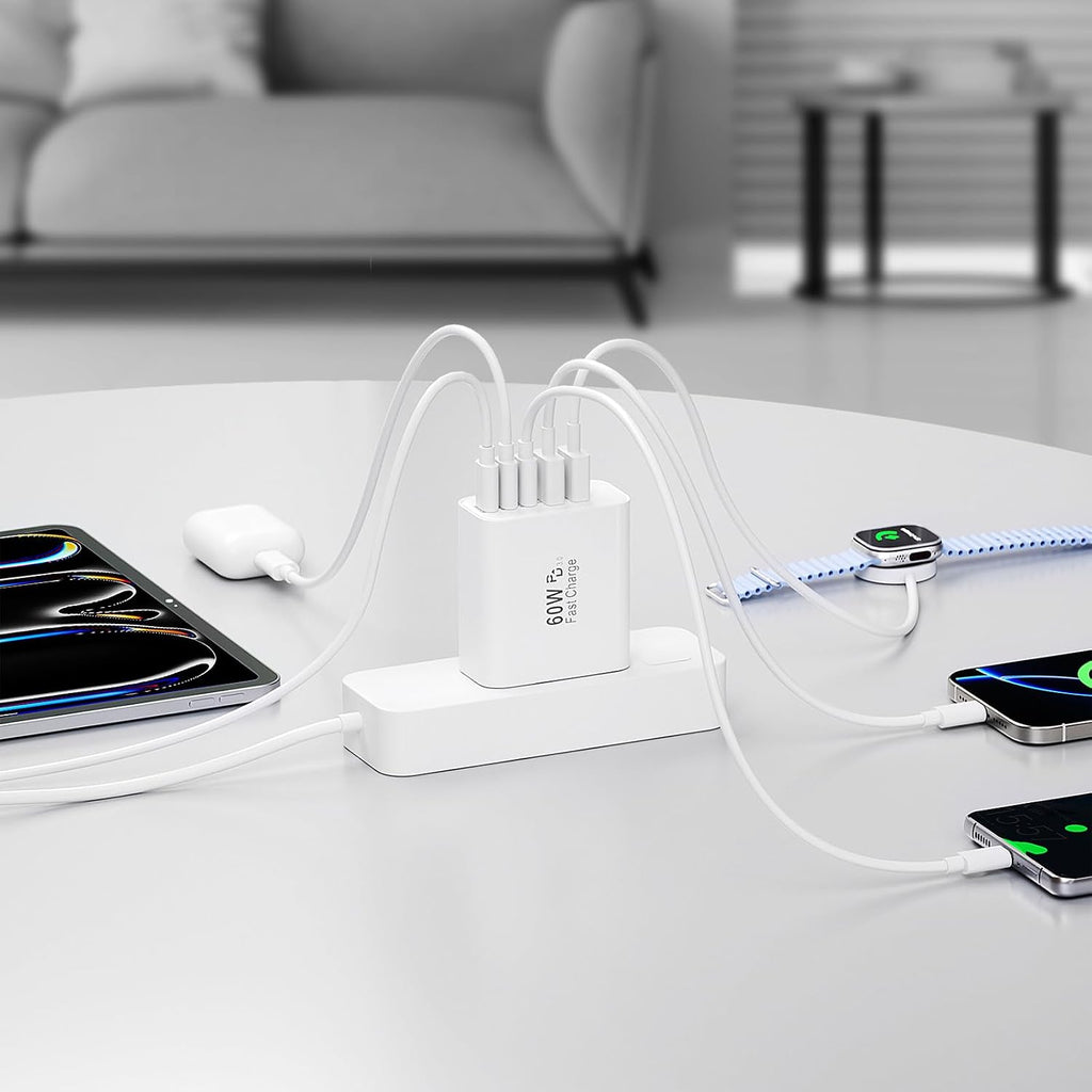 USB C Charger Block, 60W 5-Port Type C Charger Fast Charging Blocks