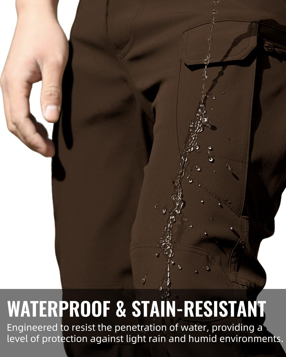 Men's Tactical Pants Stretch Waterproof Fabric Durable Cargo Pants for Hiking Casual Work Multi Pockets (No Belt)