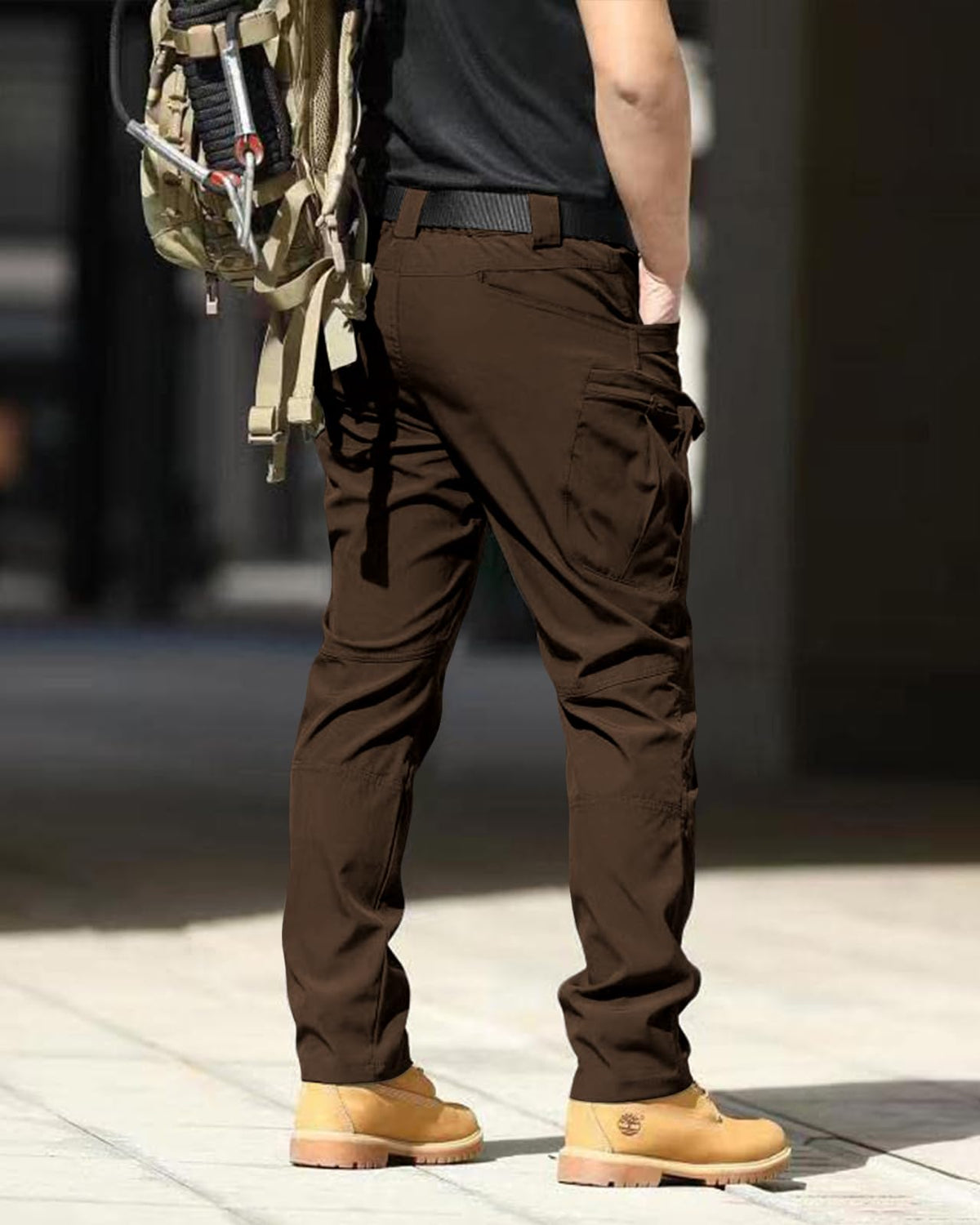 Men's Tactical Pants Stretch Waterproof Fabric Durable Cargo Pants for Hiking Casual Work Multi Pockets (No Belt)