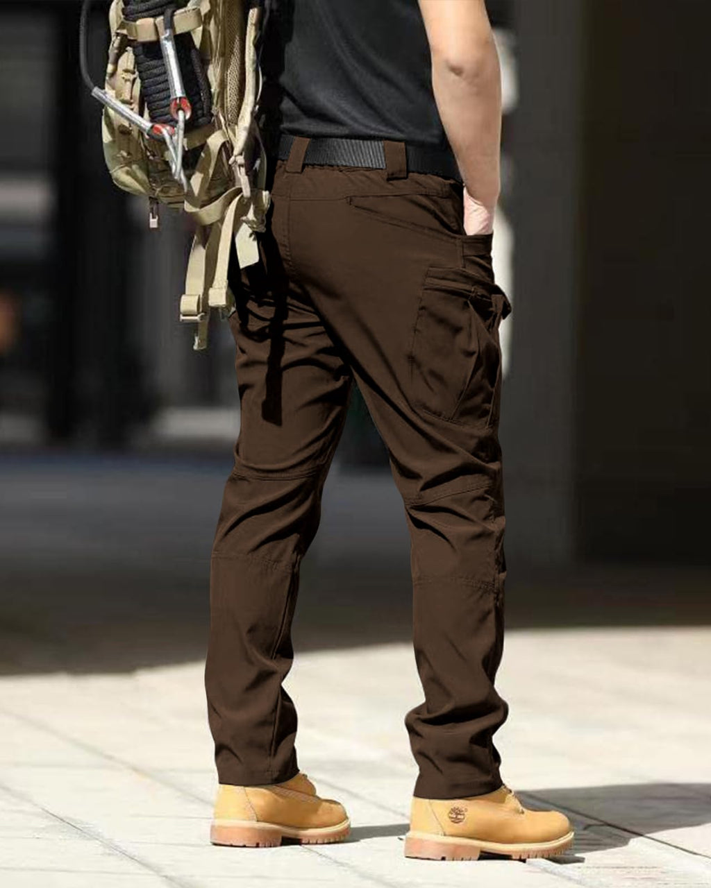 Men's Tactical Pants Stretch Waterproof Fabric Durable Cargo Pants for Hiking Casual Work Multi Pockets (No Belt)