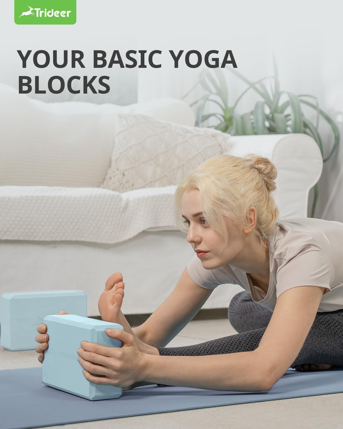 Yoga Blocks 2 Pack with Supportive Non-Slip Foam for Yoga Pilate Stretching