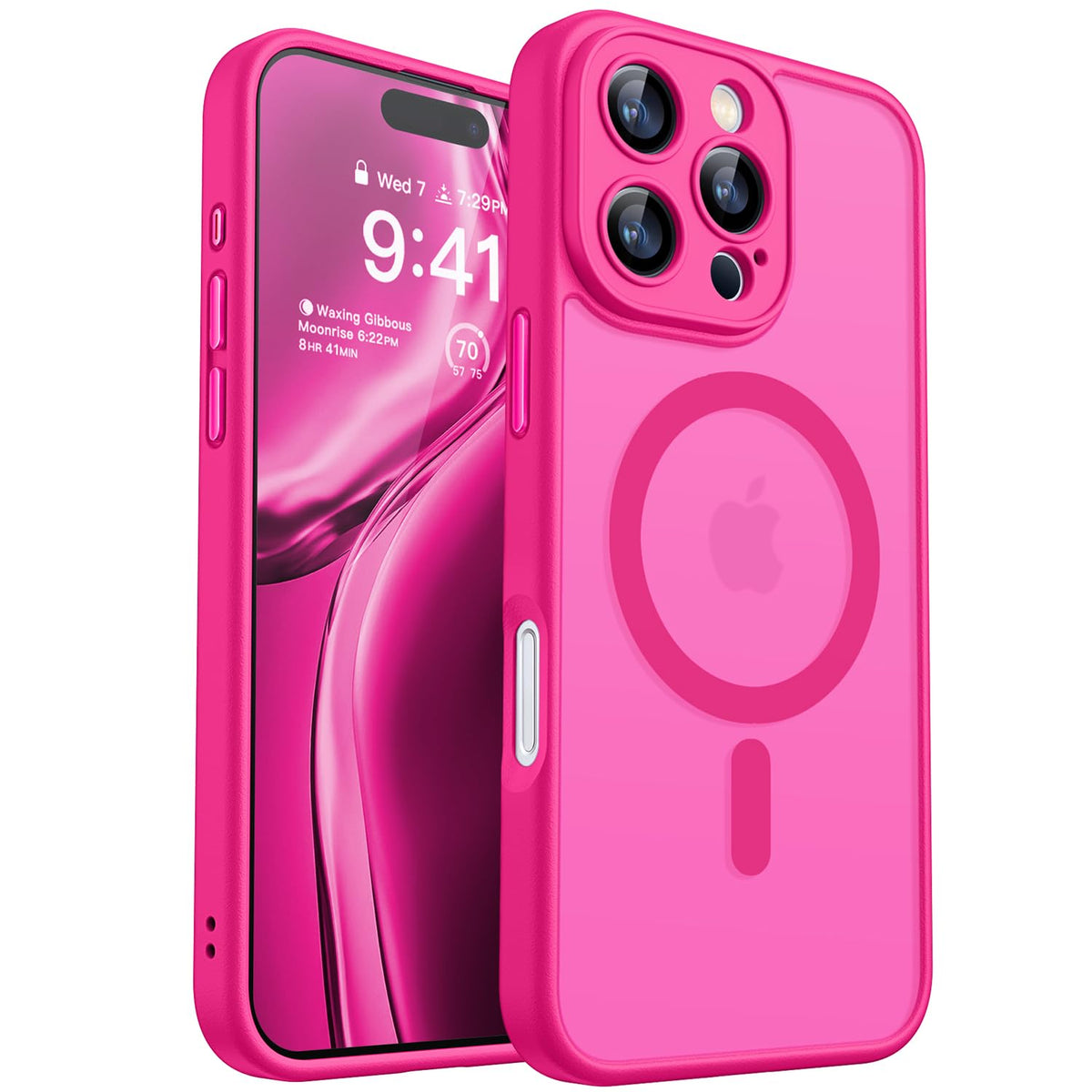 CANSHN Magnetic Shockproof for iPhone 17 Pro Max Case, Hot Pink