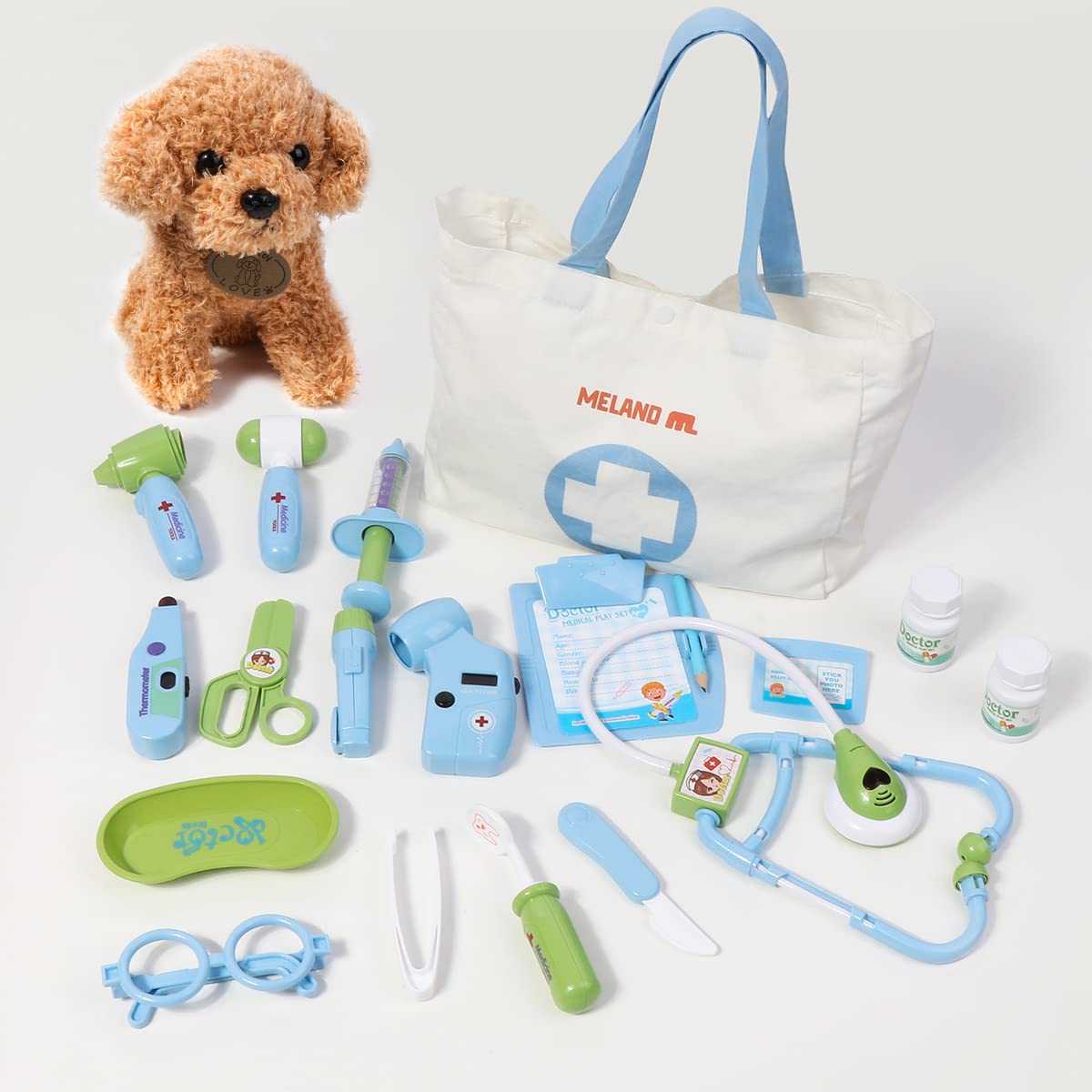 Meland Doctor Kit with Puppy for Girls, Pretend Play Toy Gift for Ages 3–6
