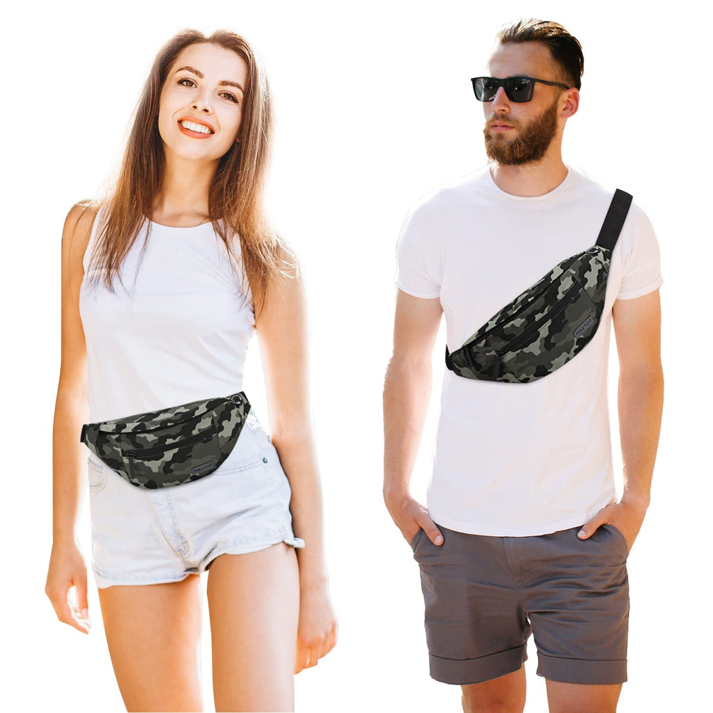 MAXTOP Large Fanny Pack for Women Men Crossbody Bag with 4-Zipper Pockets