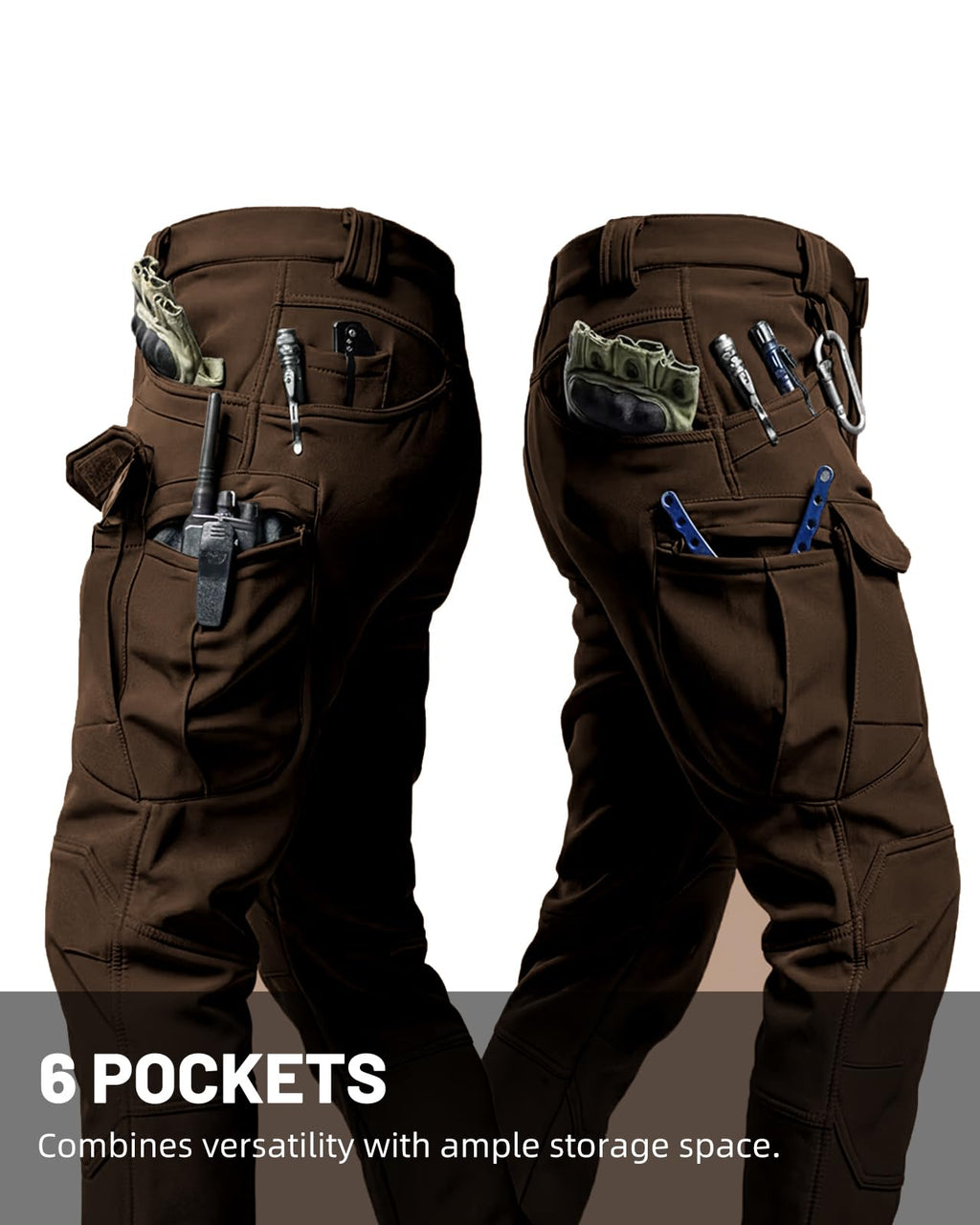 Men's Tactical Pants Stretch Waterproof Fabric Durable Cargo Pants for Hiking Casual Work Multi Pockets (No Belt)