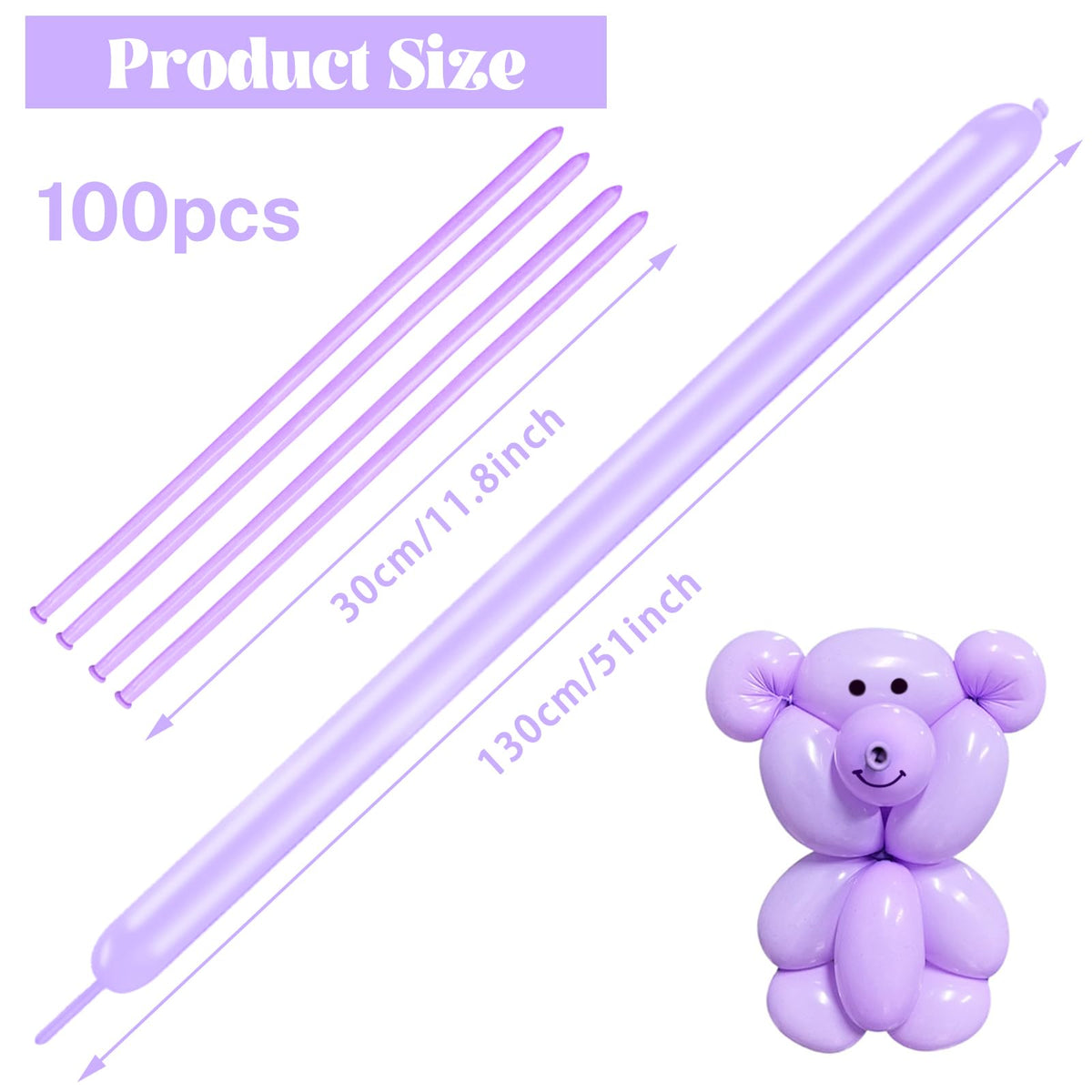 ASIYUHY 260 Balloons Clear Long Balloons 100 Pack Twisting Animal Balloon