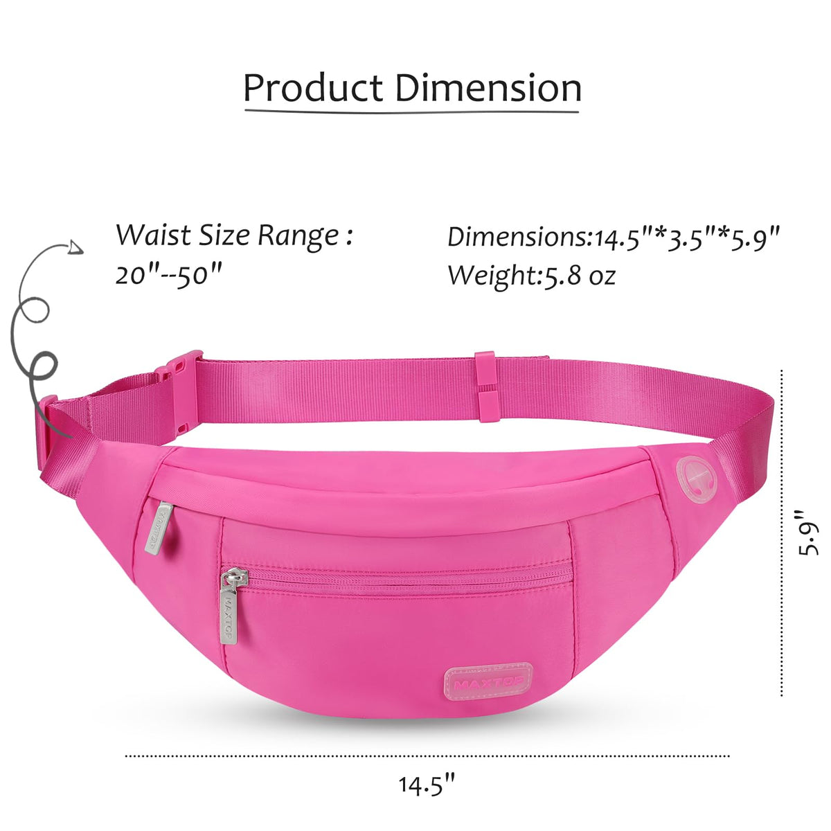 MAXTOP Large Fanny Pack for Women Men Crossbody Bag with 4-Zipper Pockets