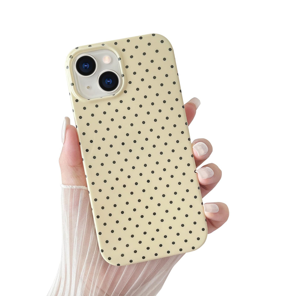 Yeddabox for iPhone 14 Plus Case Cute Polka Dot Phone Case Soft TPU Slim Shockproof Phone Cover for Women Girls, White