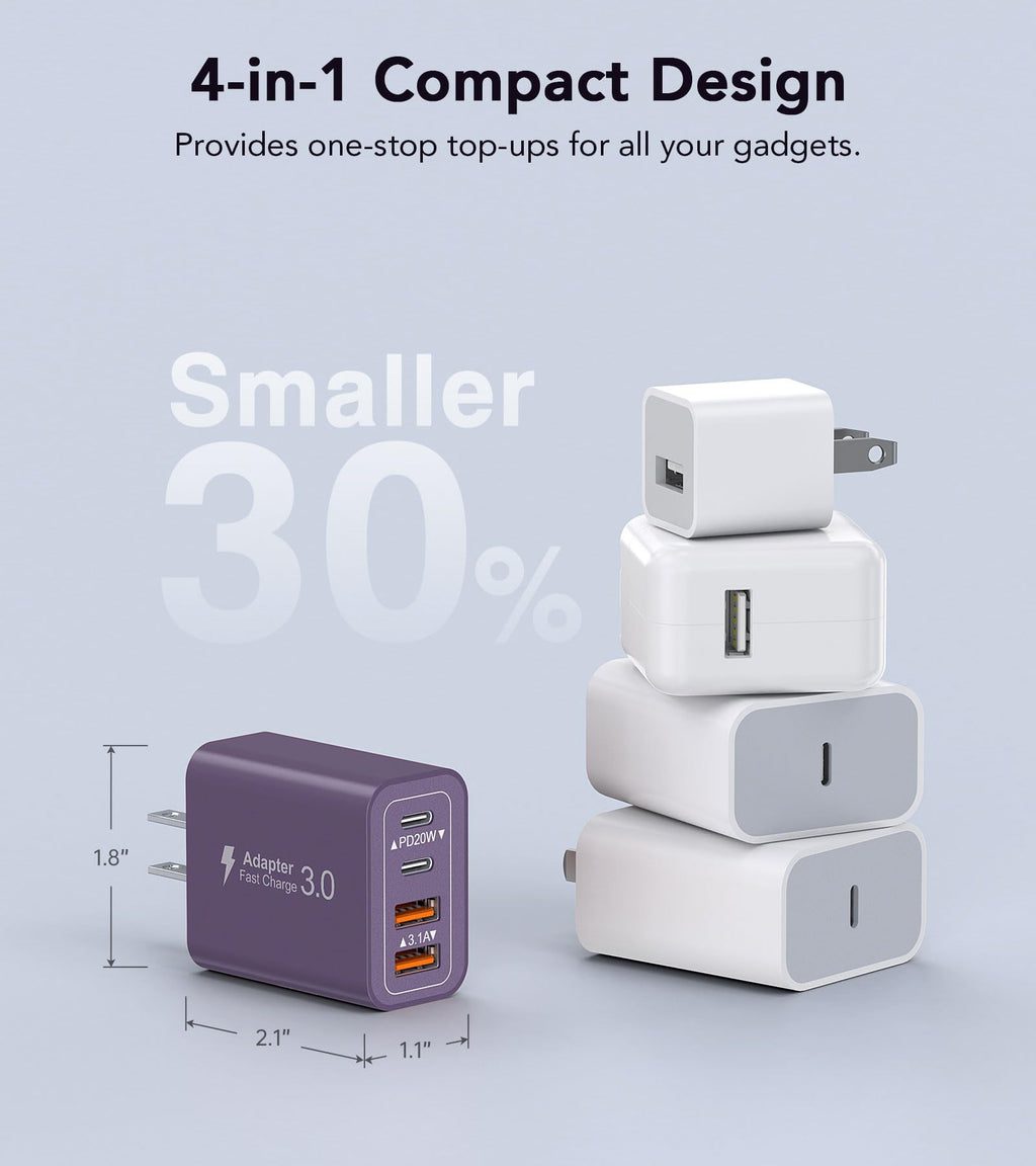 [2-Pack] USB C Wall Charger, 40W Type C Charger Fast Charging Blocks